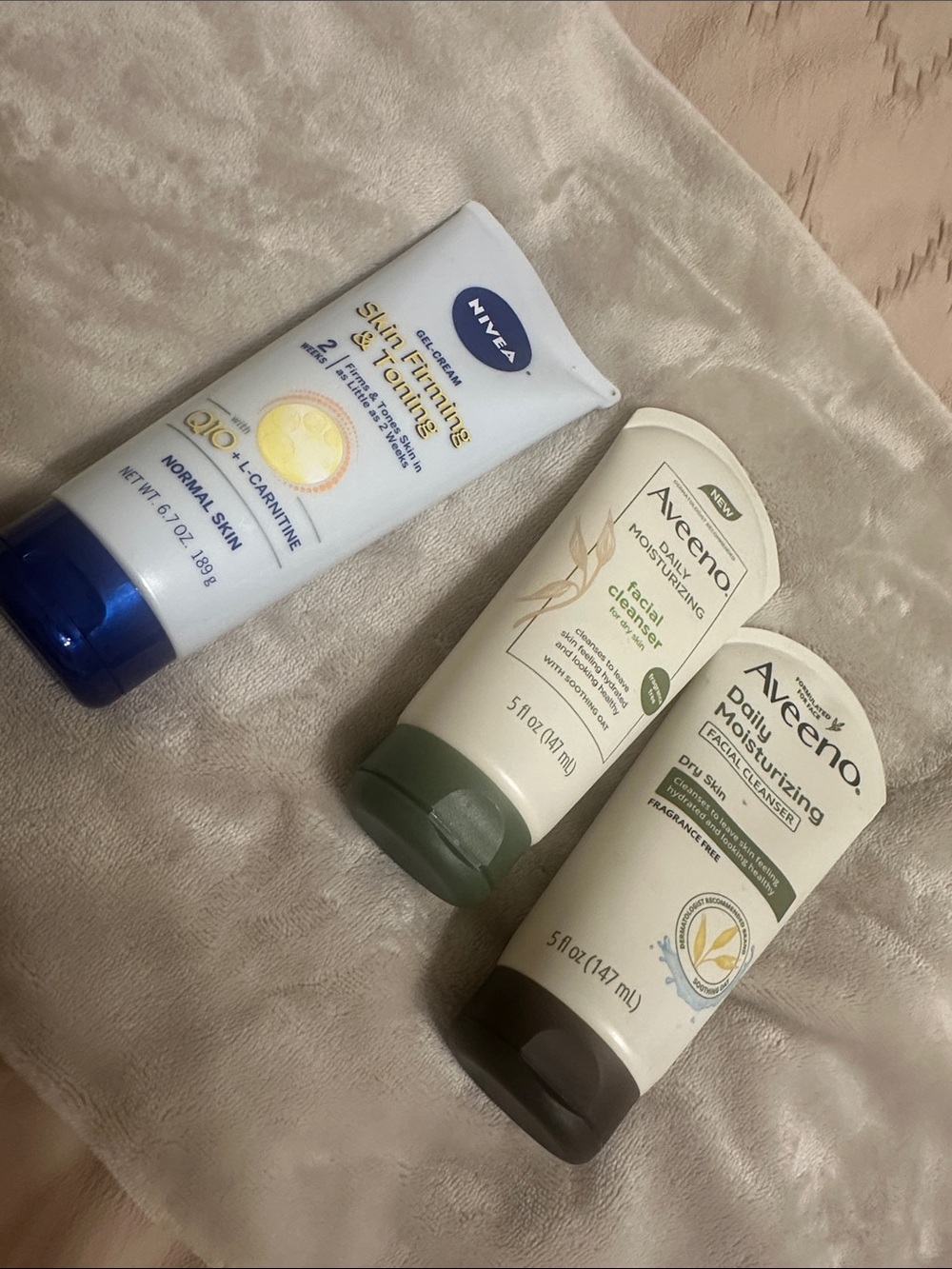 Nivea & Aveeno Facial Cleansers Trio - White, Blue, Green